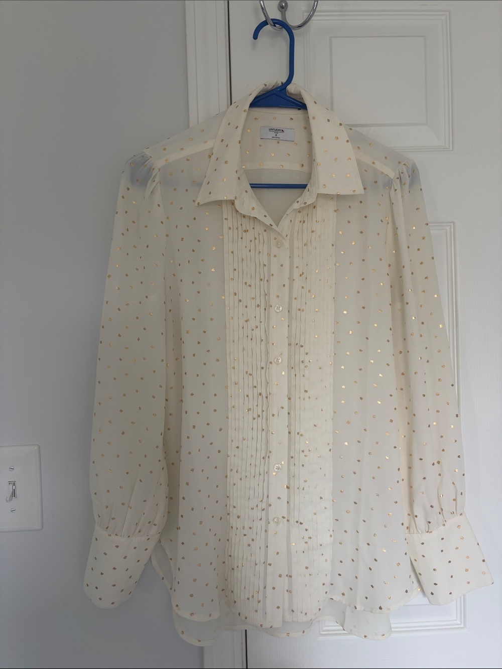 UNTUCKit Cream Button-Down Shirt with Gold Dot Print